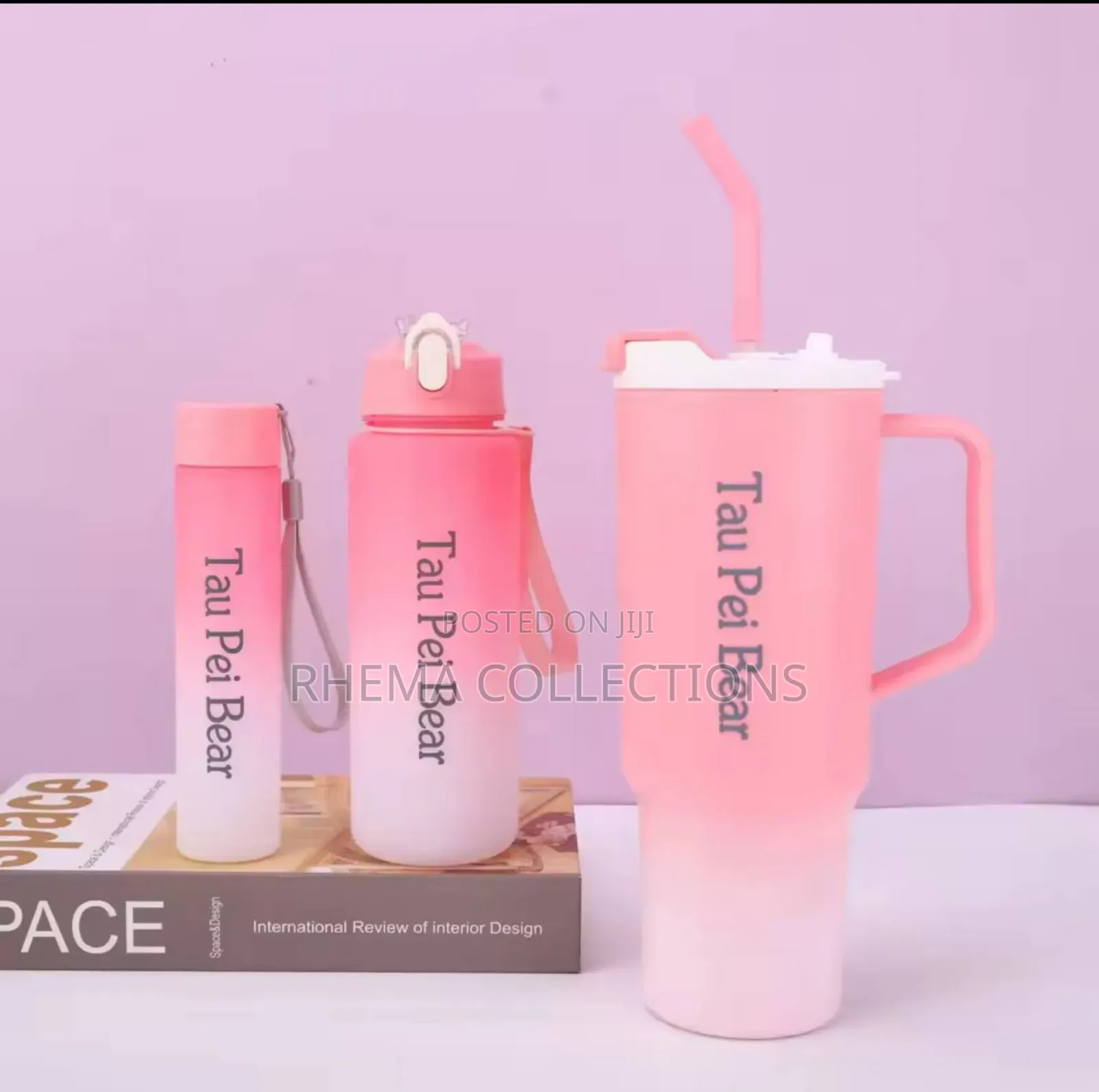 3pcs Tumbler Set Water Bottle With Straw