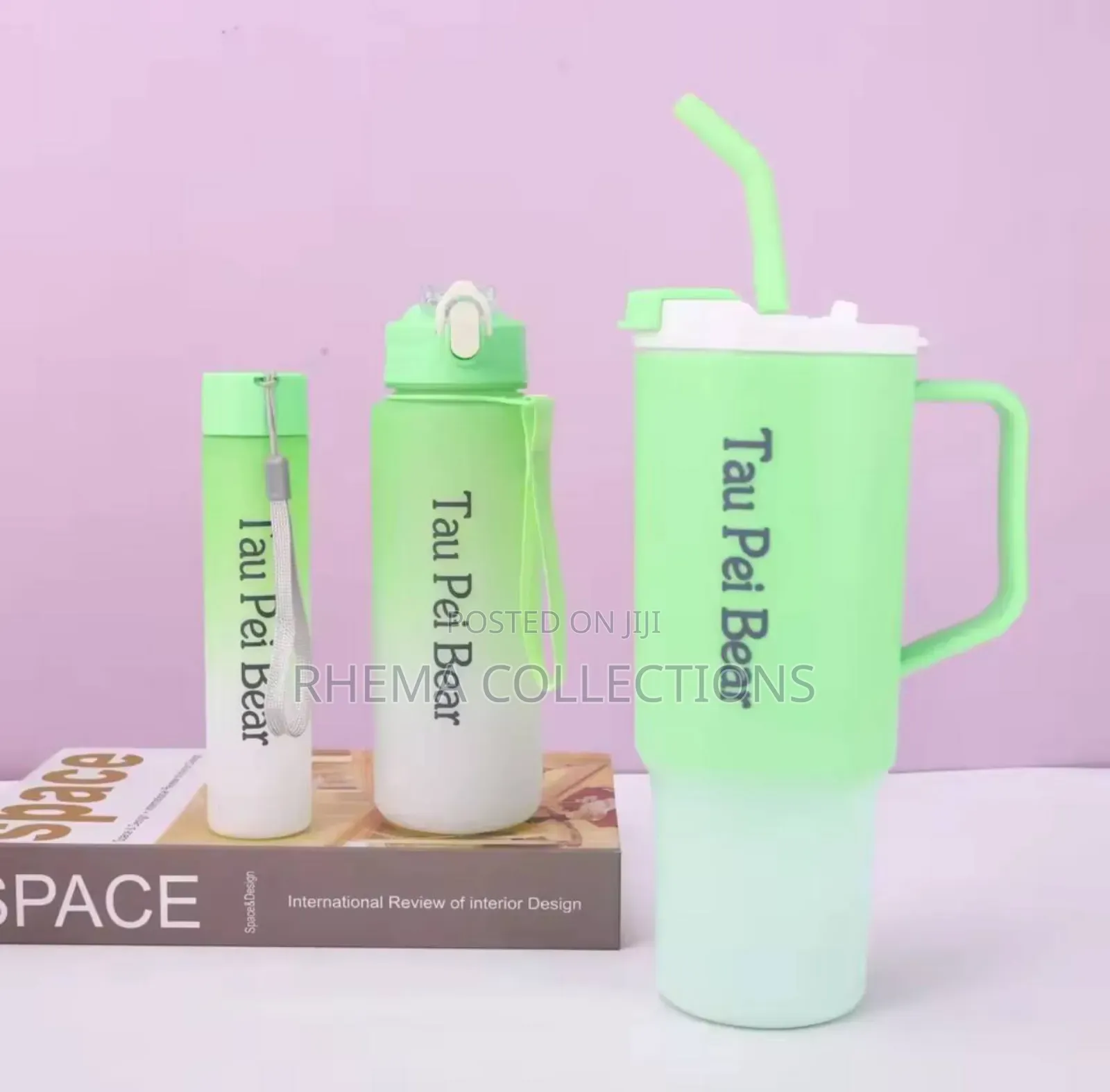 3pcs Tumbler Set Water Bottle With Straw