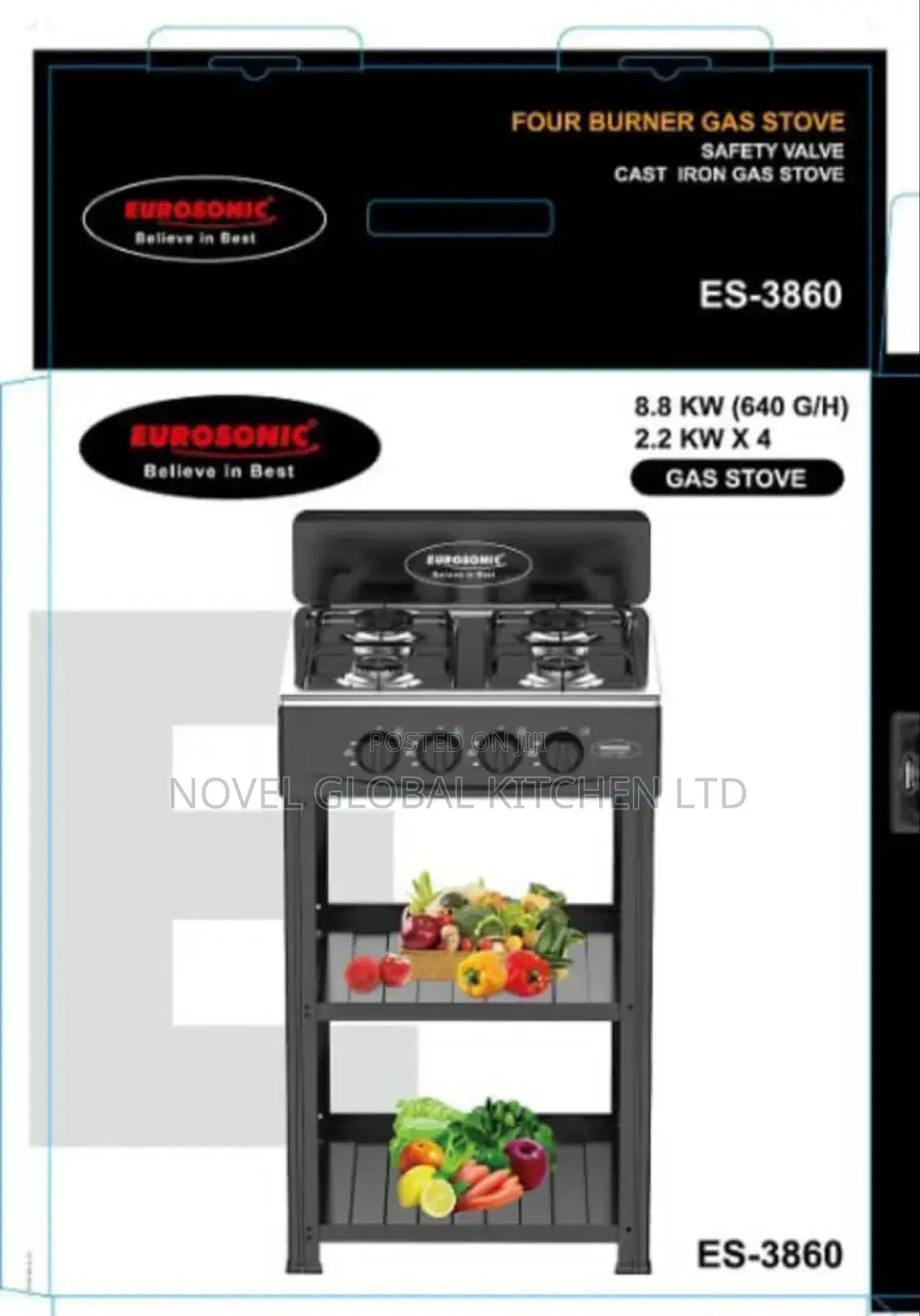 Eurosonic Four Burner Gas Stove