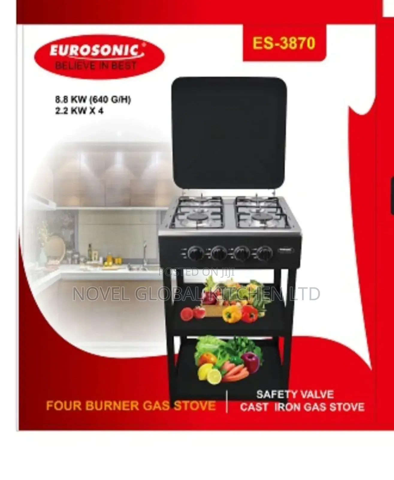 Eurosonic 4 Burner Gas Stove