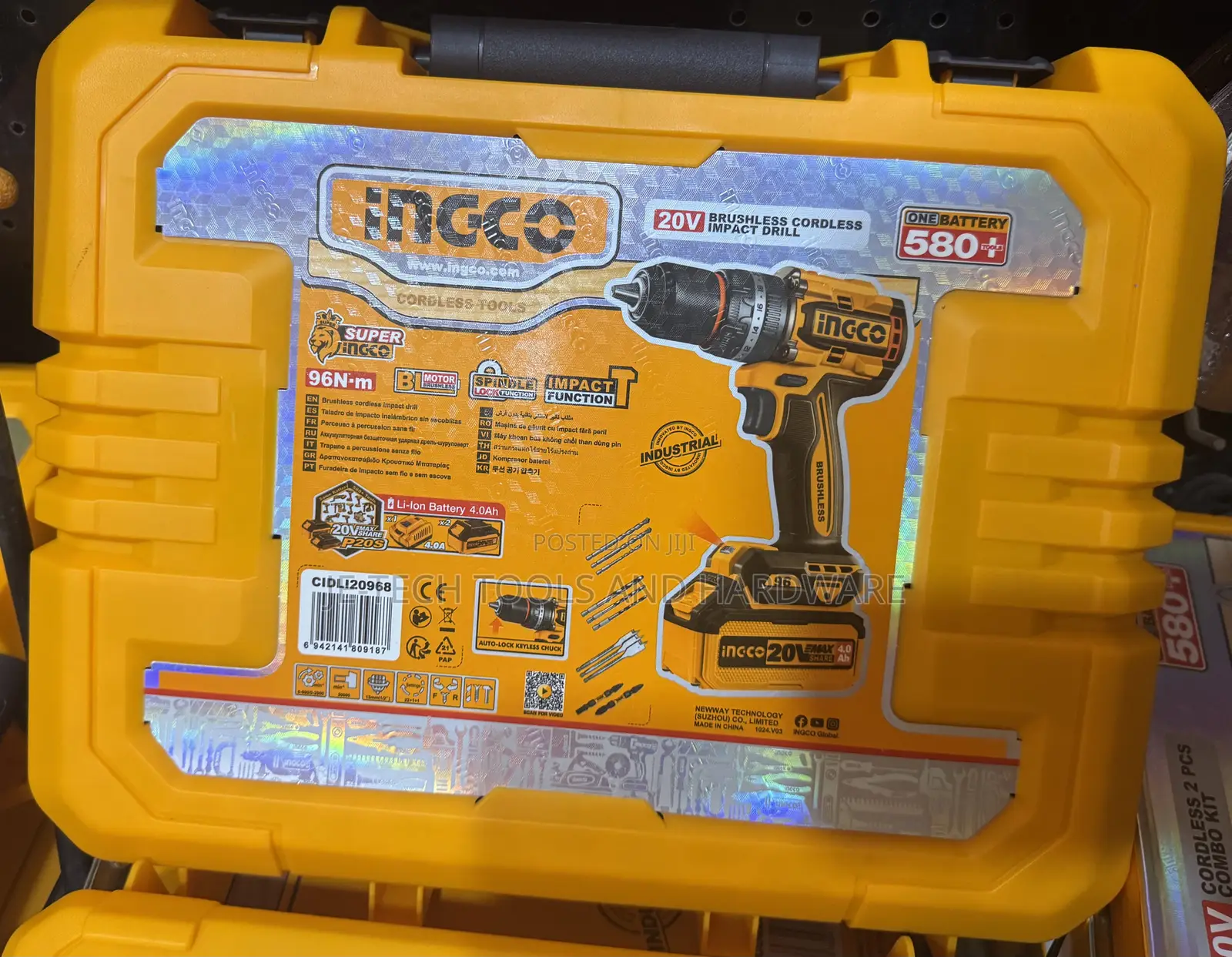 Ingco Cordless 20v Lithium-ion Impact Drill 96nm Brushless