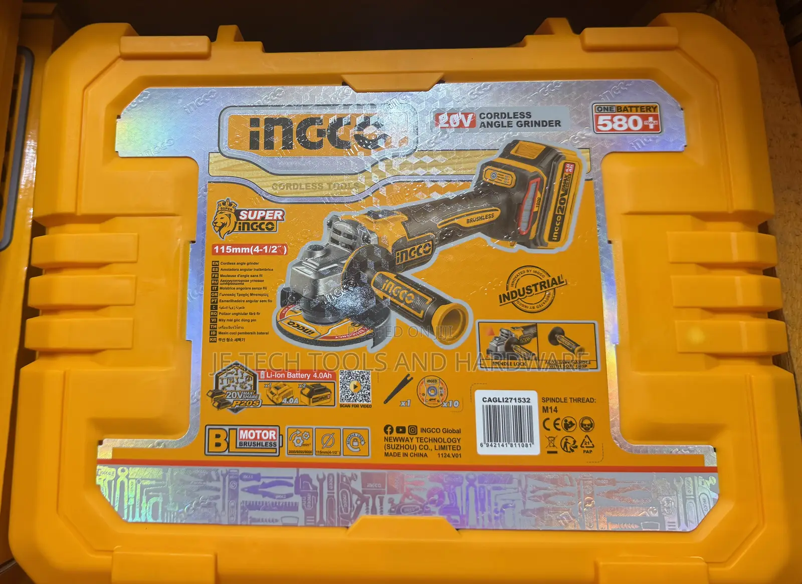 Ingco Cordless 20v Lithium-ion Angle Grinder 115mm Kit
