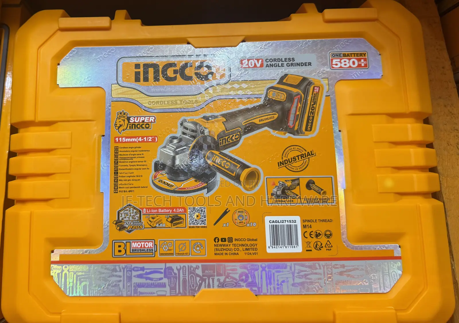 Ingco Cordless 20v Lithium-ion Angle Grinder 115mm Kit