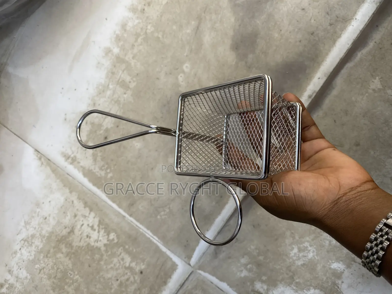 Stainless Chips Basket With Ketchup Holder