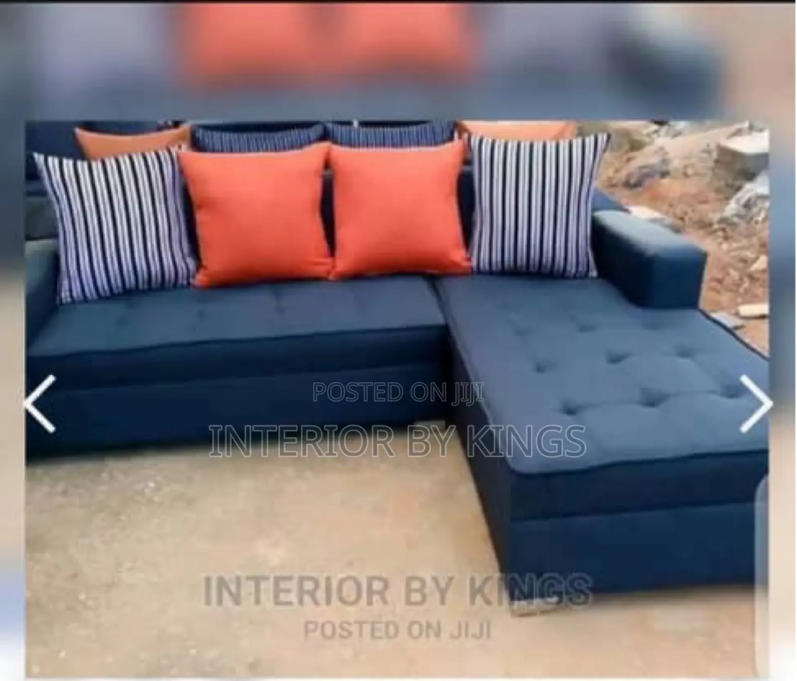 Black L-Shaped Fabric Sofa Available for Immediate Pickup