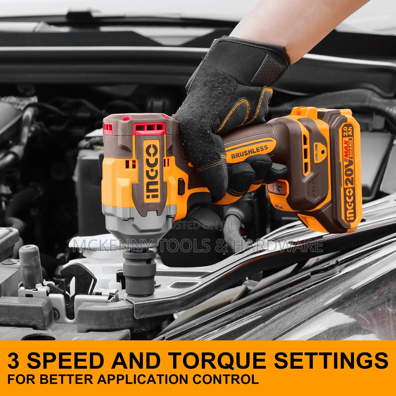 Ingco 20v Max Li-Ion Cordless Impact Wrench With 3-Speed