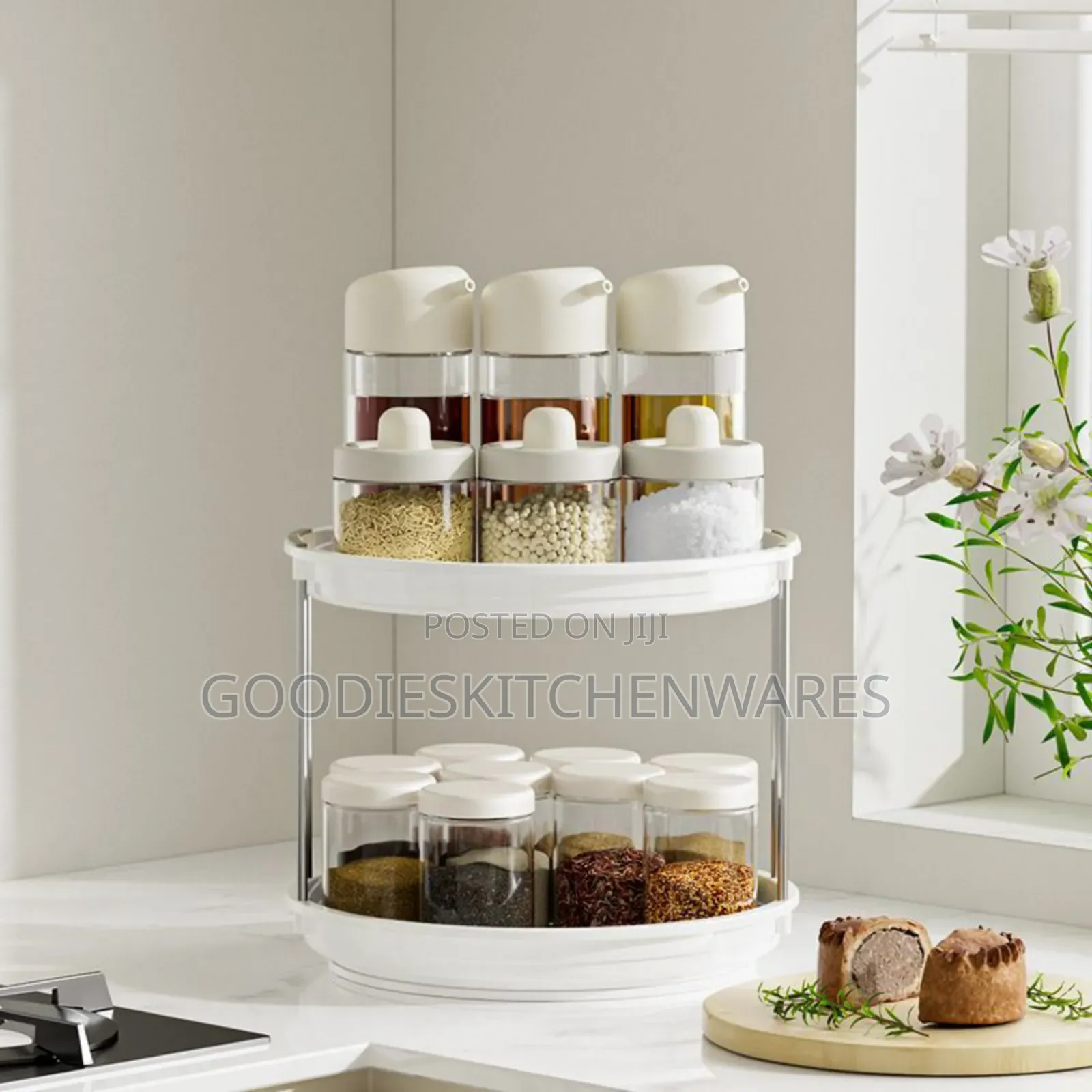 Multifunctional 2 Layer Rotating Storage Rack / Spice Rack