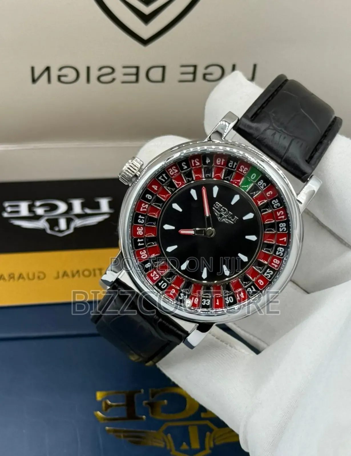 Original Lige Black Genuine Leather Strap Available in Store