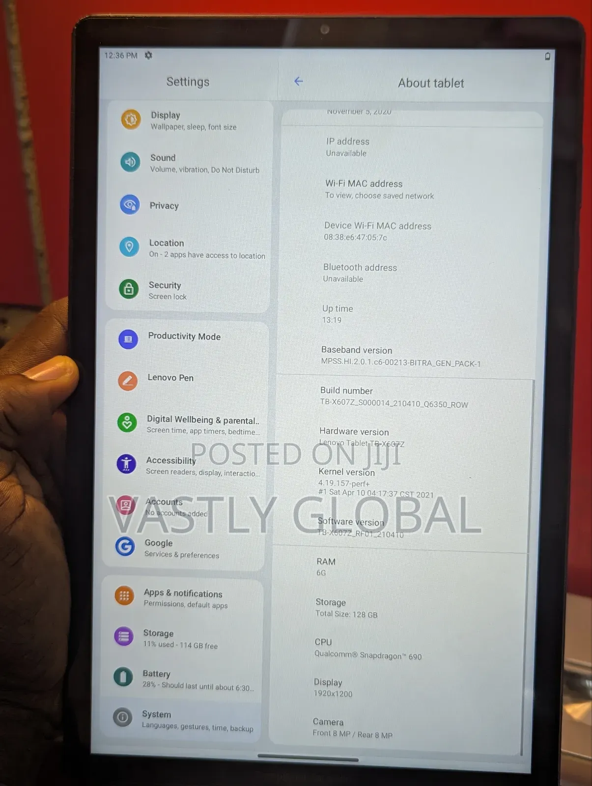 Lenovo Tab 6 128 GB Black