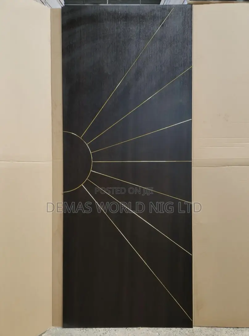 Black With Gold Line Wooden Door