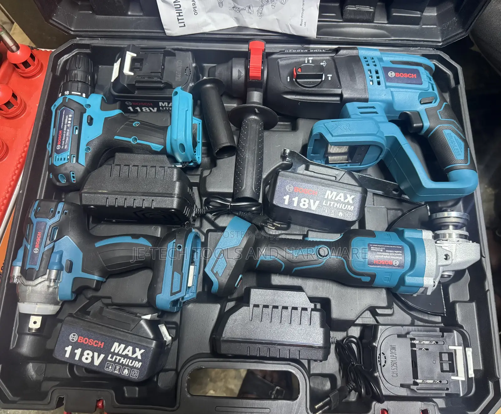 A Set Bosch 118v Cordless Power Tools Accessories