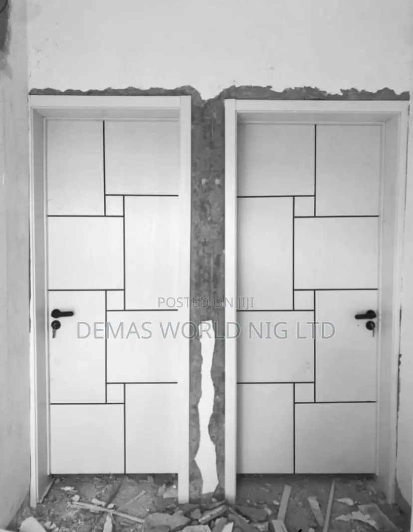 White Wooden Door With Black Line 3 by 7ft