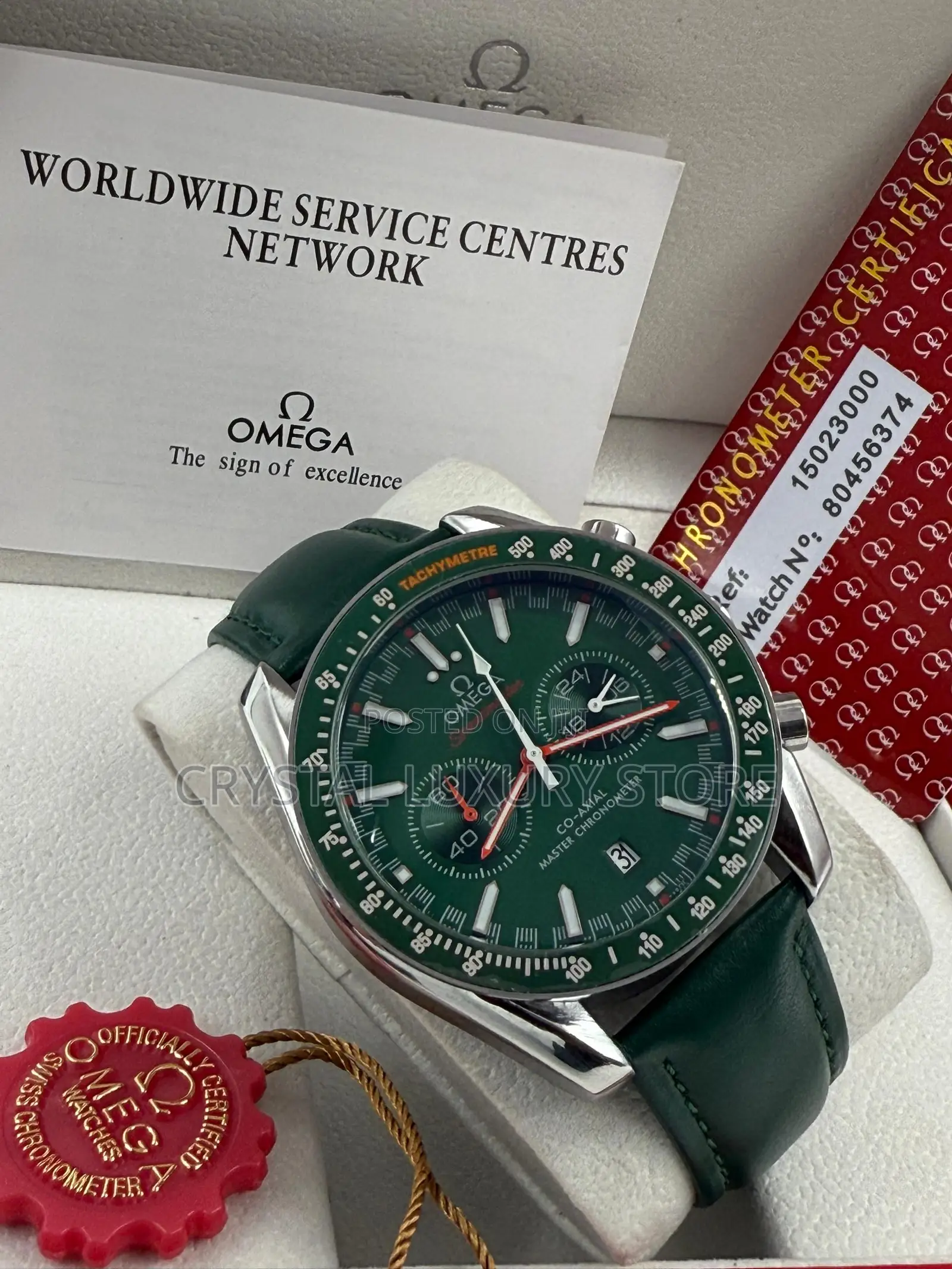 Omega Quality Luxury Men Genuine Leather Wristwatch