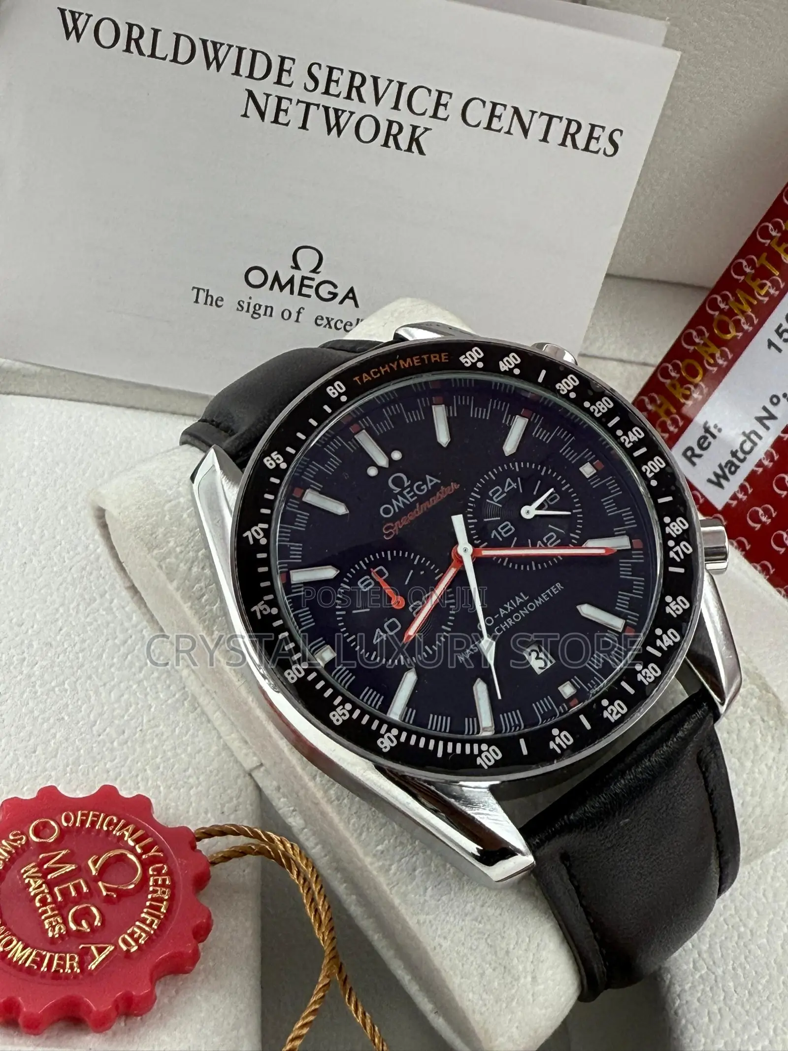 Omega Quality Luxury Men Genuine Leather Wristwatch