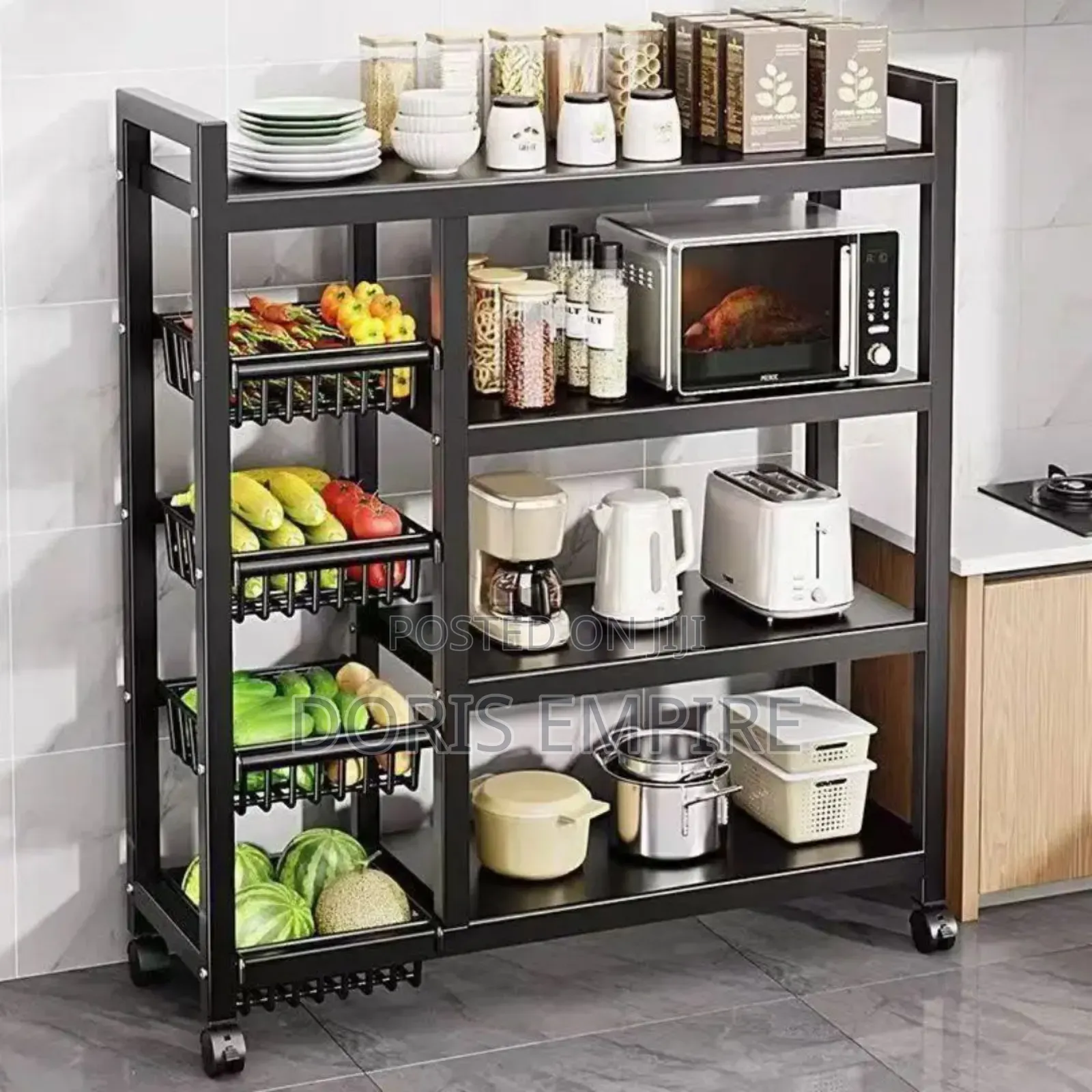 4tier Multi-Purpose Movable Storage Rack With 4 Vegetable .