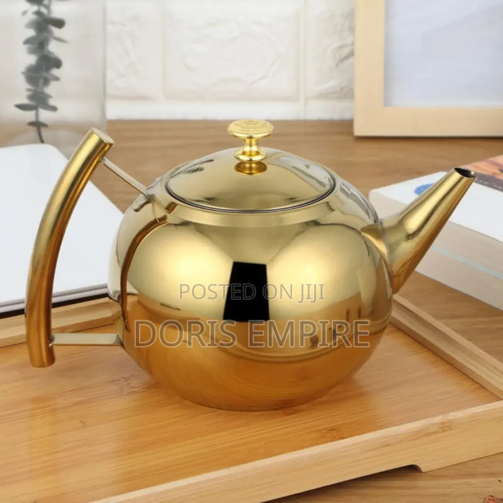 Stainless Steel Silver Coffee Teapot With Strainer.