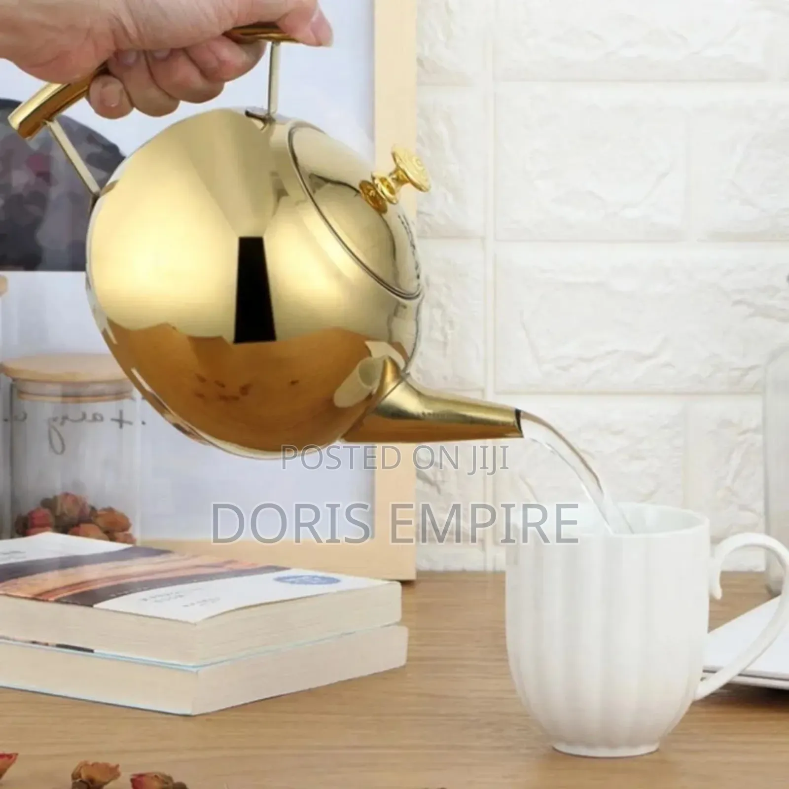 Stainless Steel Silver Coffee Teapot With Strainer.