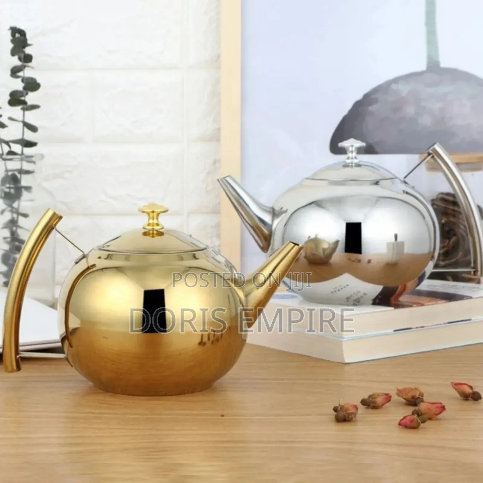 Stainless Steel Silver Coffee Teapot With Strainer.
