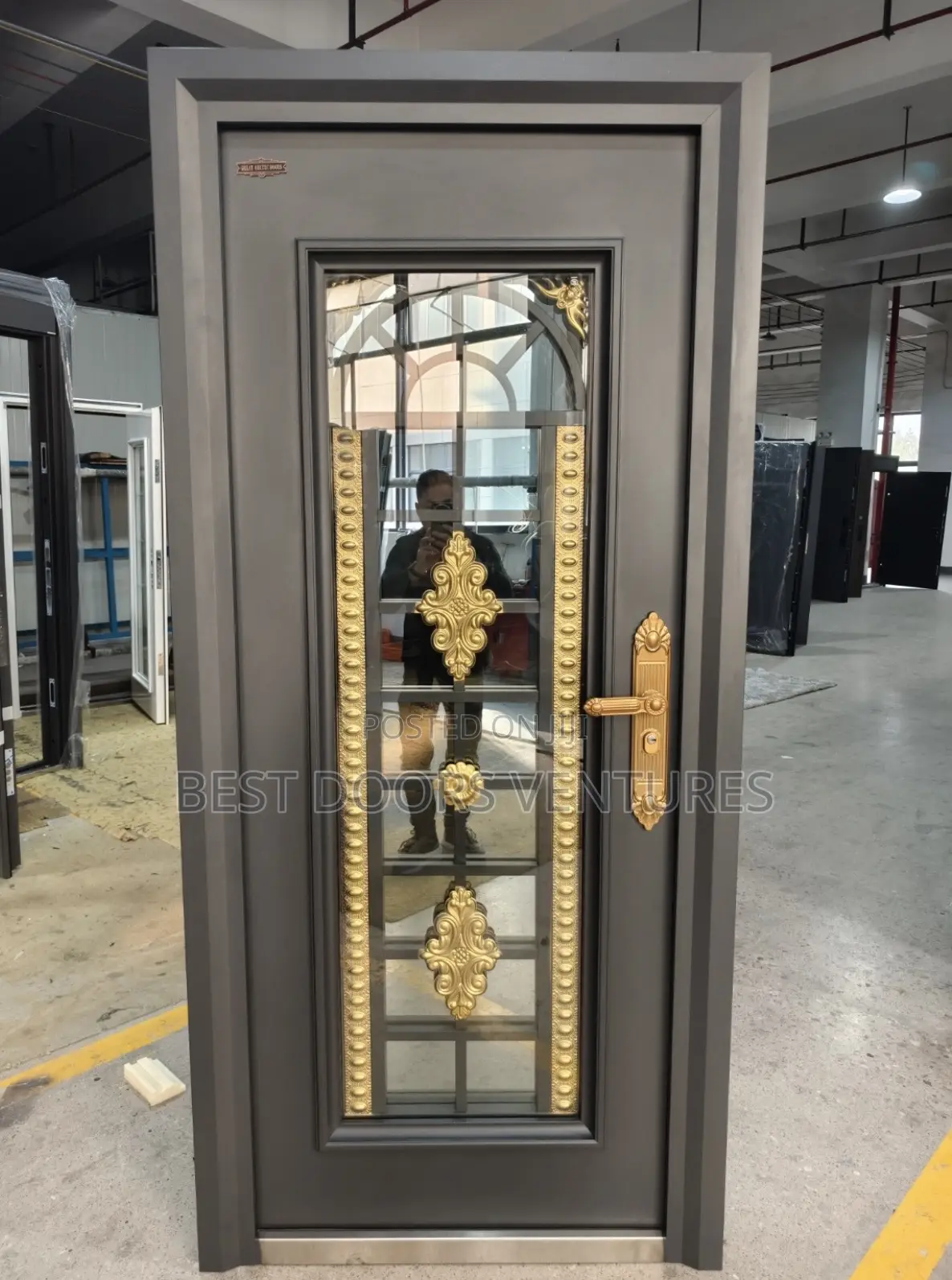 Glass Room Door Gray Color Security Door