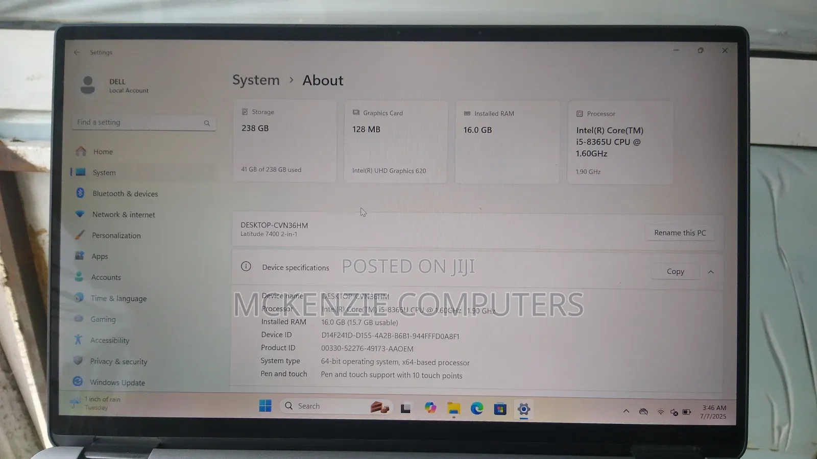Laptop Dell Latitude 7400 16GB Intel Core I5 SSD 256GB