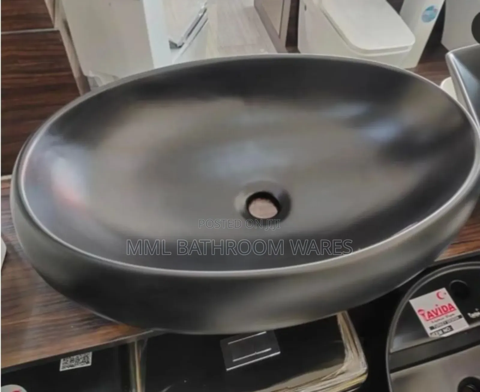 Oval Shape Black Countertop Basin