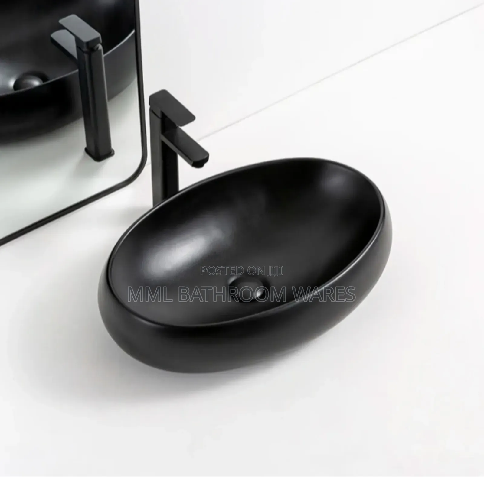 Oval Shape Black Countertop Basin