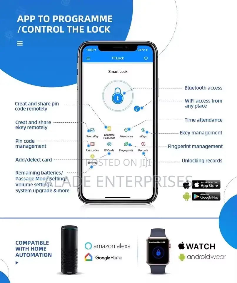 Ip65 Waterproof Smart Tuya Wifi Fingerprint Digital Rim Lock