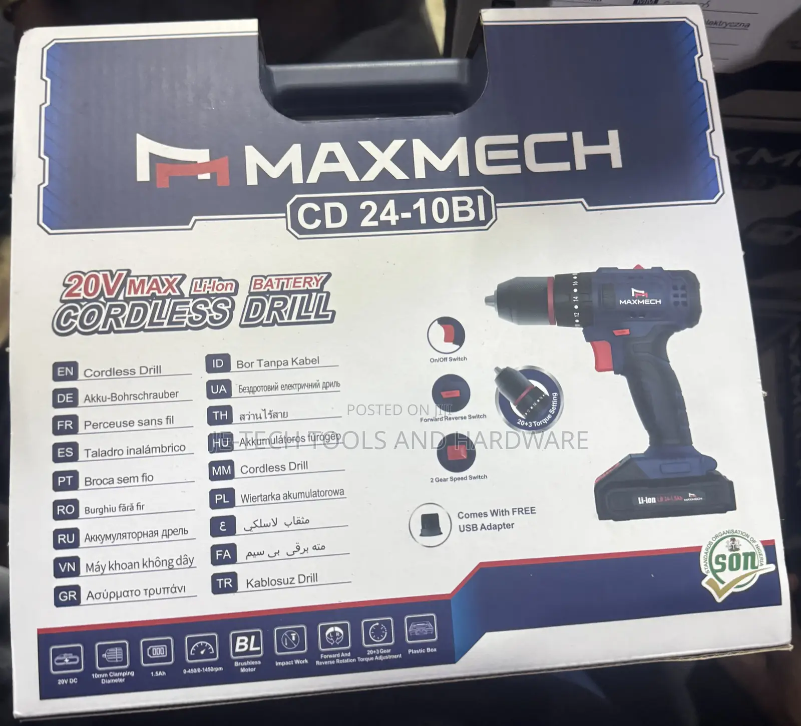 Maxmech Iron Chuck Brushless Cordless Drill 24v