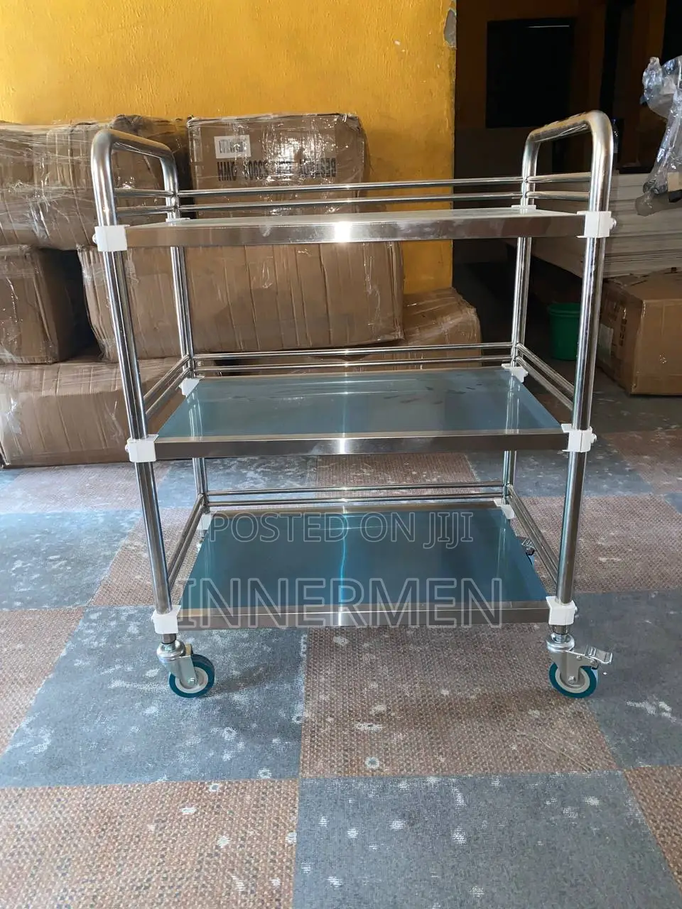 Stainless Steel Hospital Equipment Trolley 3-Tier
