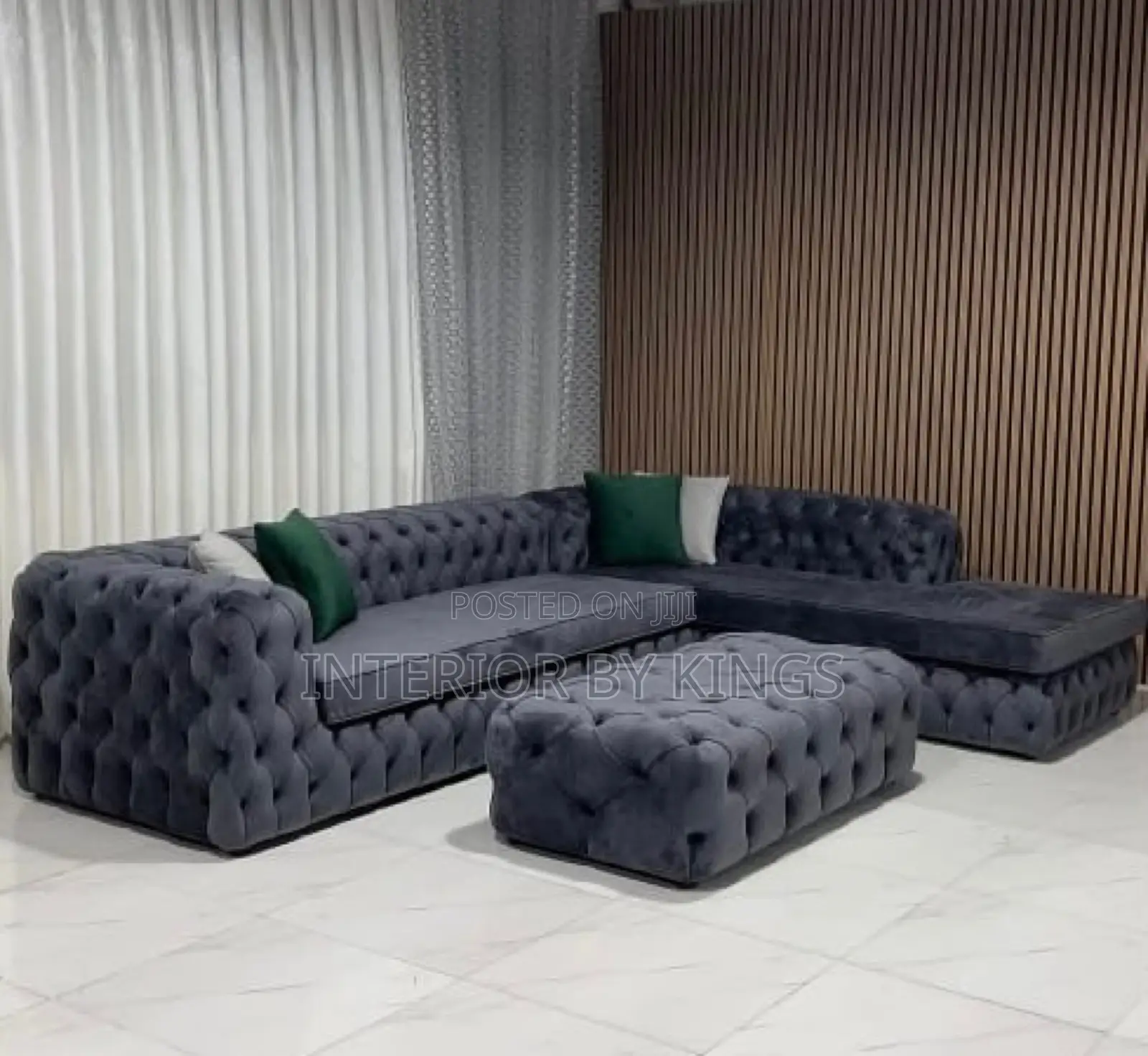 L-Shaped Chesterfield Sofa +Center Ottoman Can Com in Color