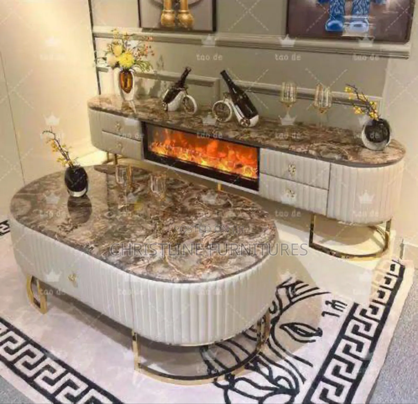 Beautiful Marble Top Tv Console and Table
