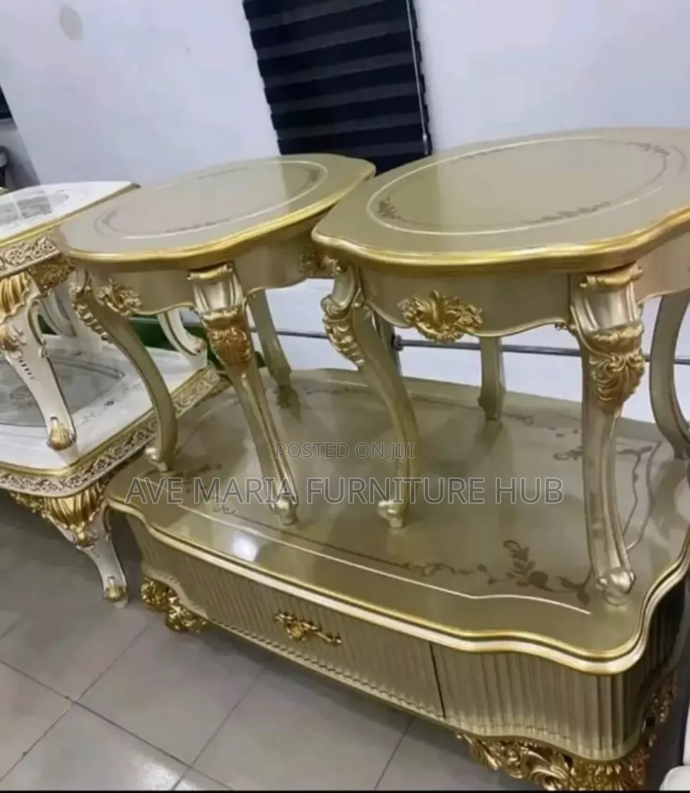 Set of Royal Center Table and 2 Side Stools.
