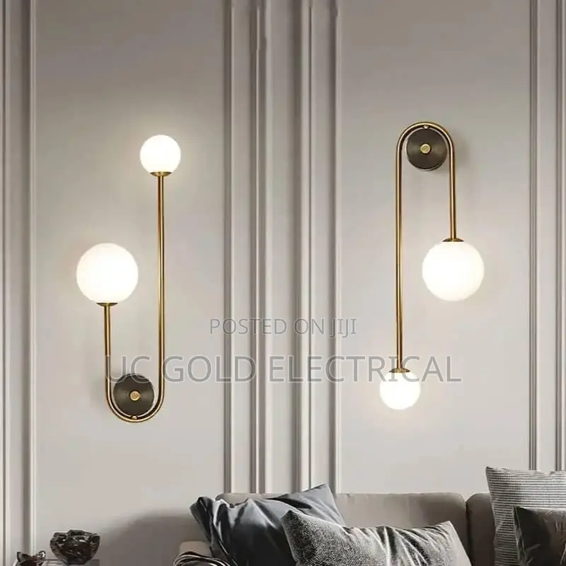 Asanzuo Wall Lamp Glass Ball Lampshade Gold Home Decor