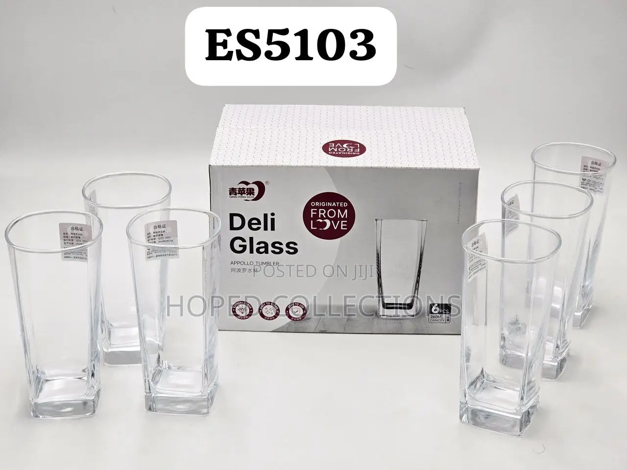 6 PCS Square Shape Glass Cup