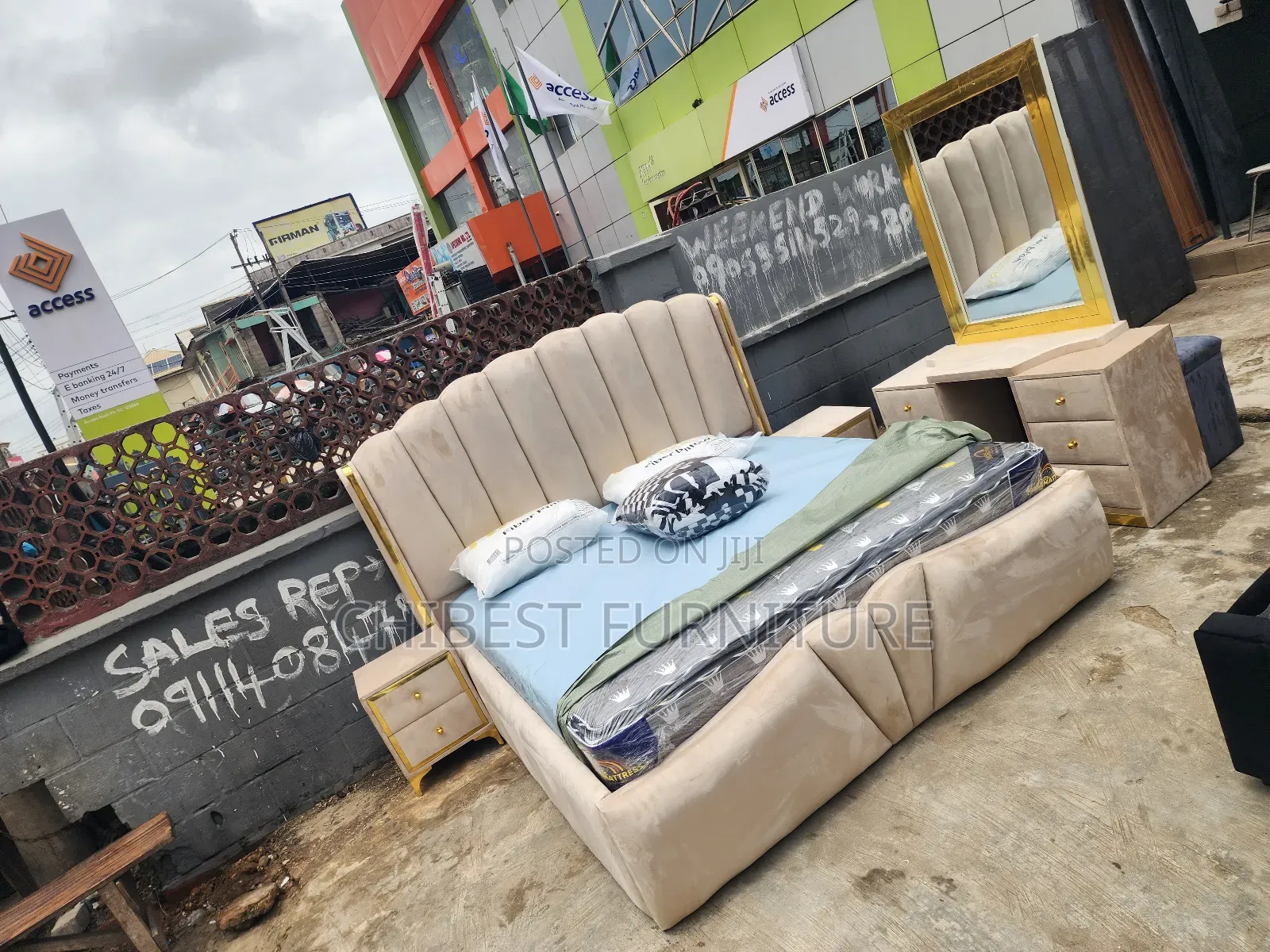 Cream Coloured 6by6 Set of Upholstery Bed.