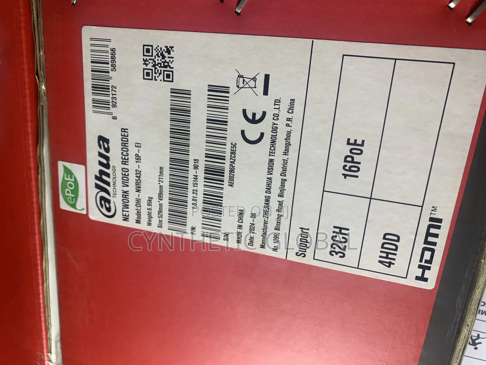 Model:Dhi - Nvr5432 - 16p - El Dahua 32ch NVR Poe 4sata