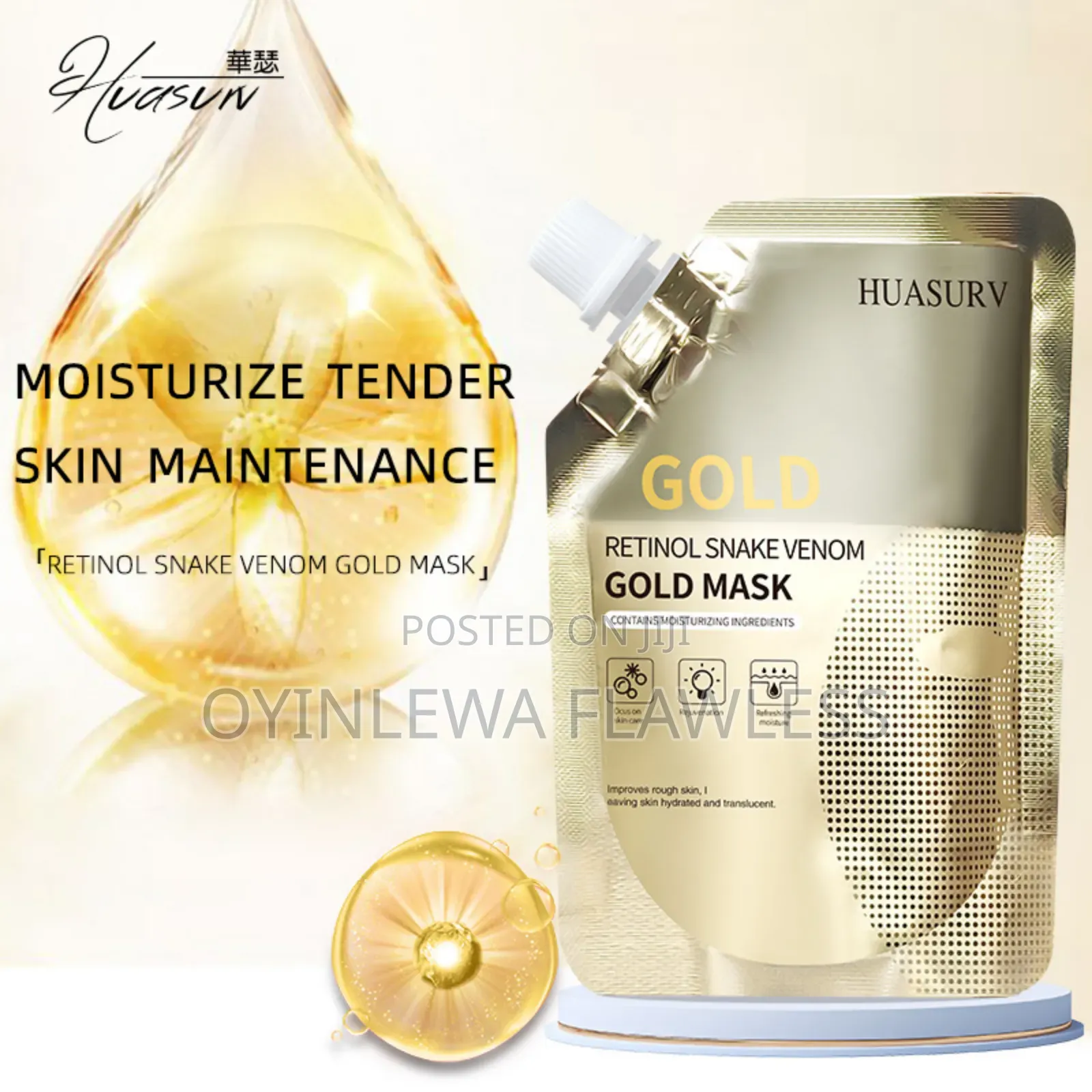 Huasurv Retinol Snake Venom Peptide Gold Replenishing Mask