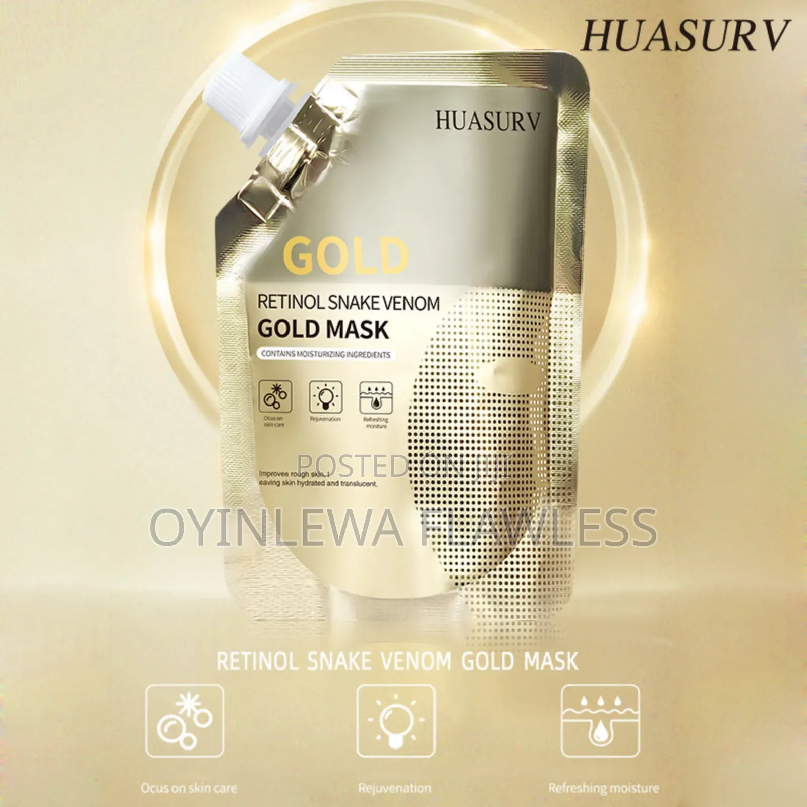 Huasurv Retinol Snake Venom Peptide Gold Replenishing Mask