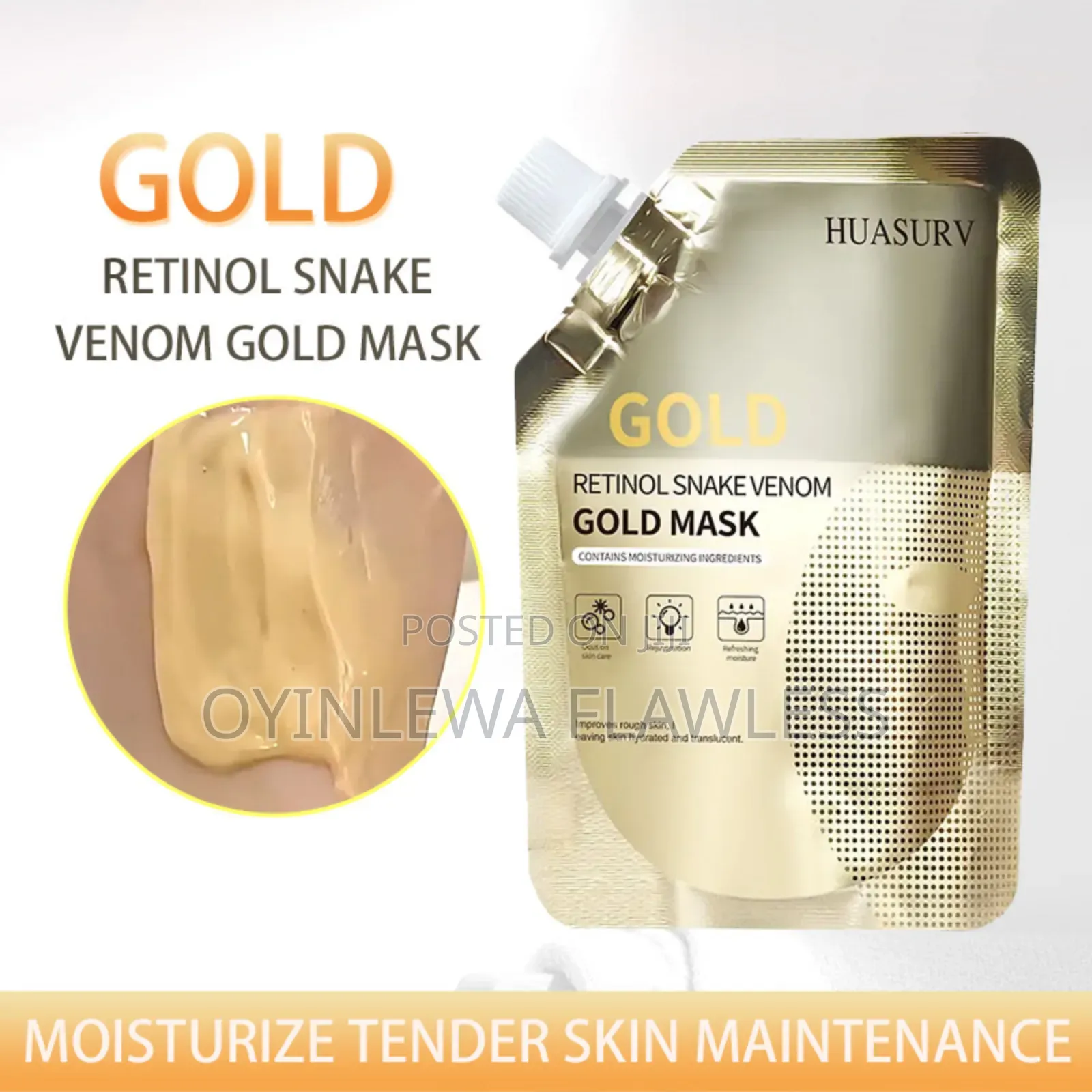 Huasurv Retinol Snake Venom Peptide Gold Replenishing Mask