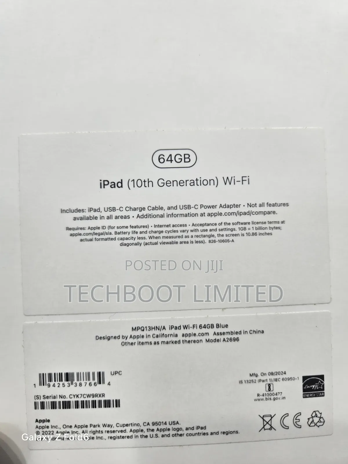 New Apple iPad 10.2 (2020) Wi-Fi 64 GB Blue