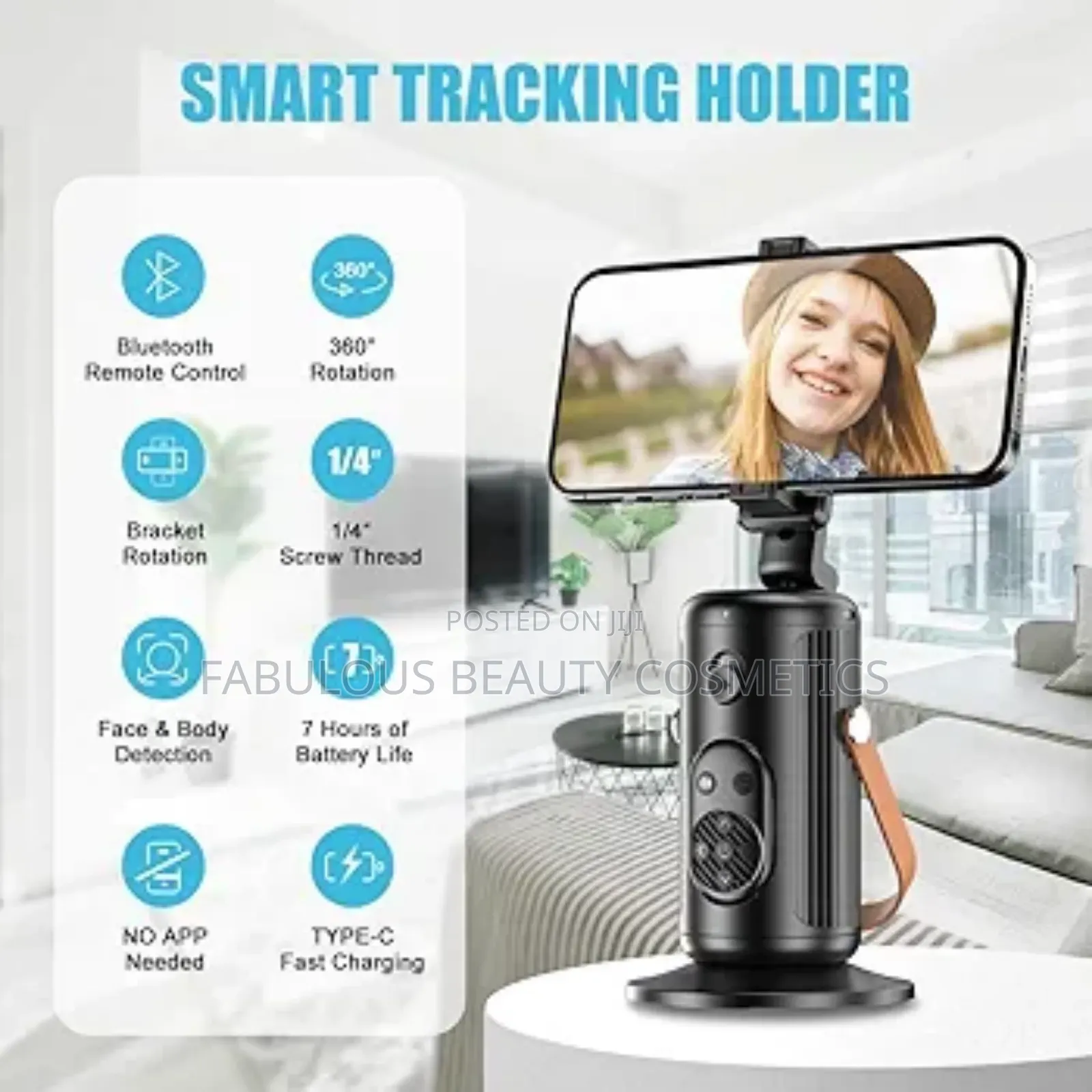 360° Face Tracking Tripod, No App Needed, Bluetooth Remote