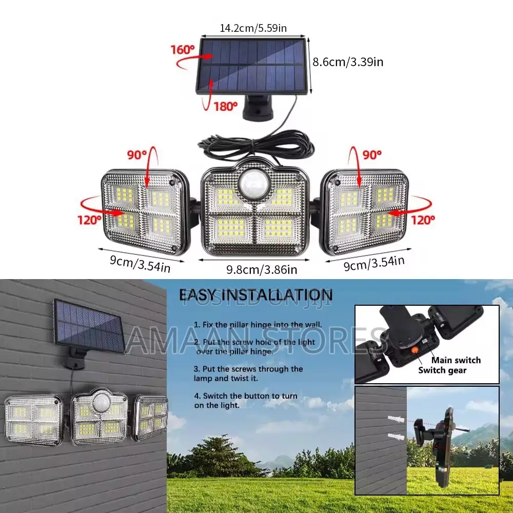 Solar Motion Sensor Led Wall Light With Remote Control