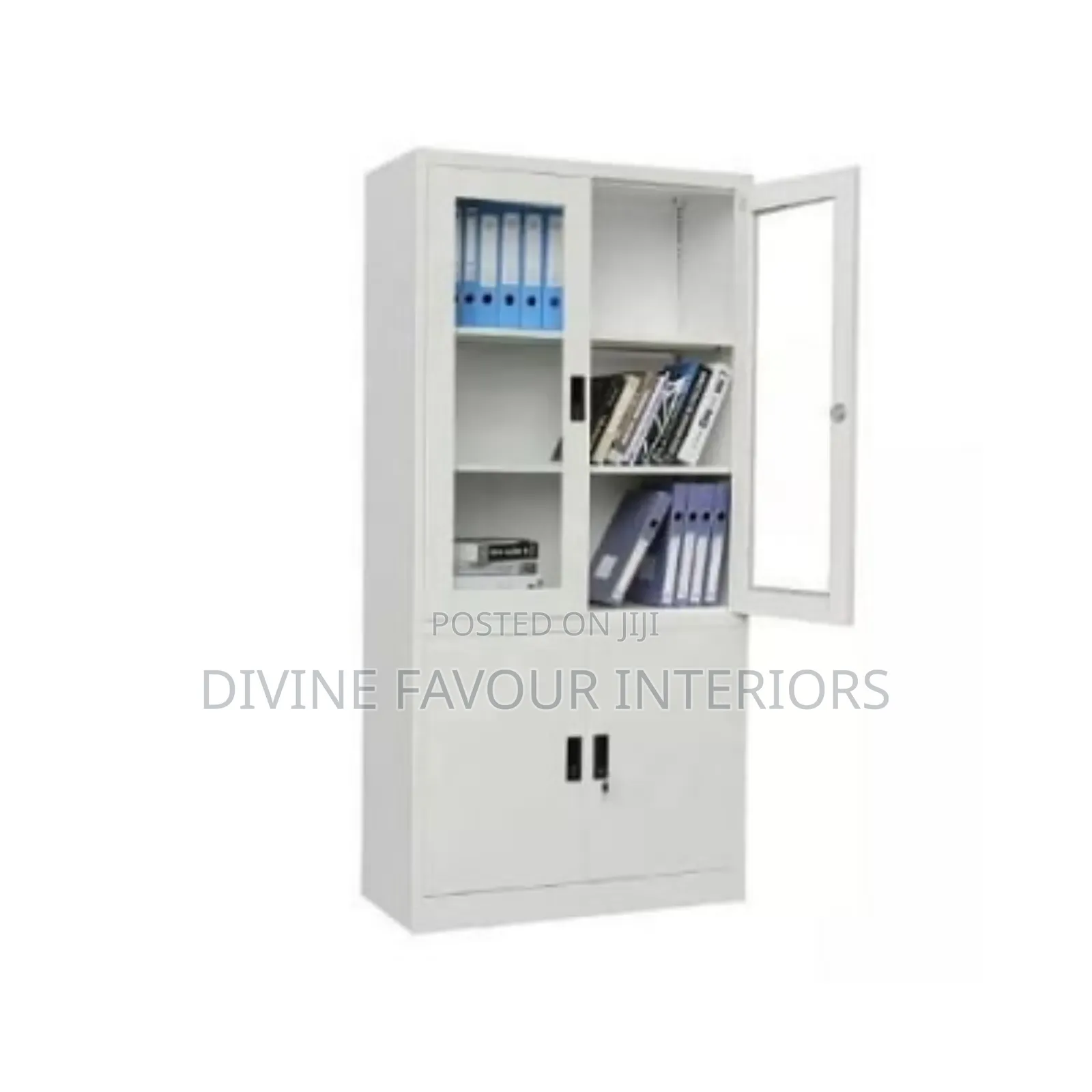 Half Glass and Metal File Cabinet Bookshelf