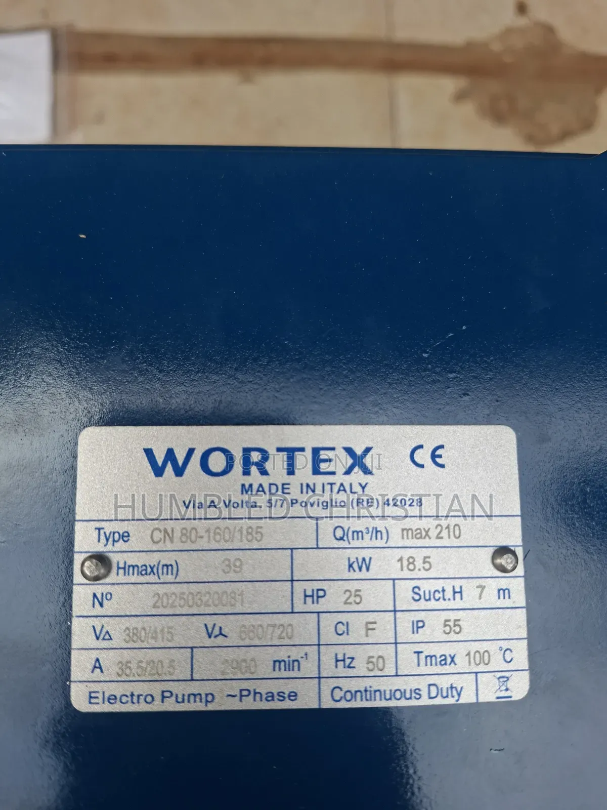 25hp Wortex Italian Centrifugal Pump