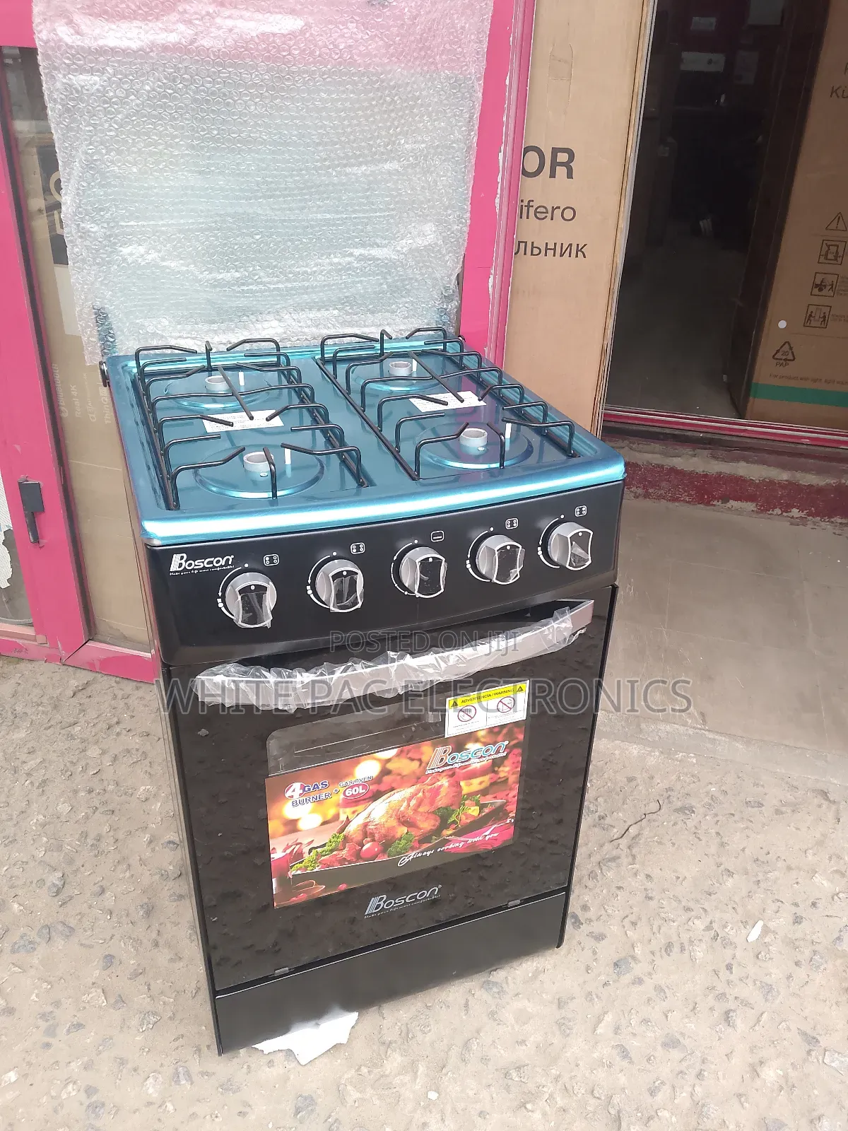 Boscon Automatic 4 Burner Gas Cooker With Gas Oven > 2 Yrs