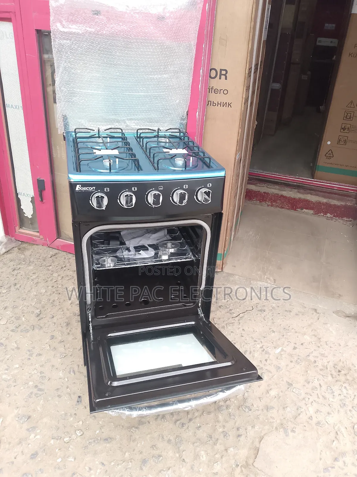 Boscon Automatic 4 Burner Gas Cooker With Gas Oven > 2 Yrs