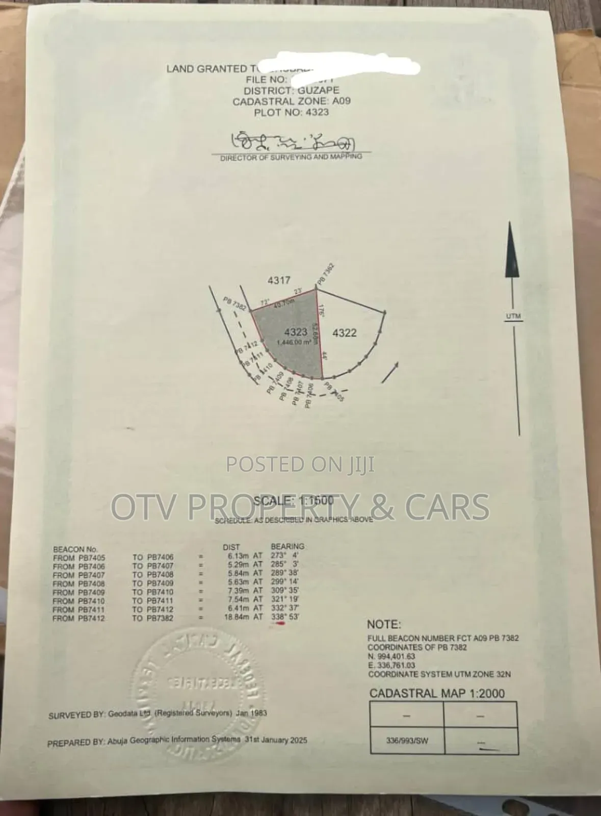 For Sale: 1,446sqm Residential Land at Guzape Main, Abuja