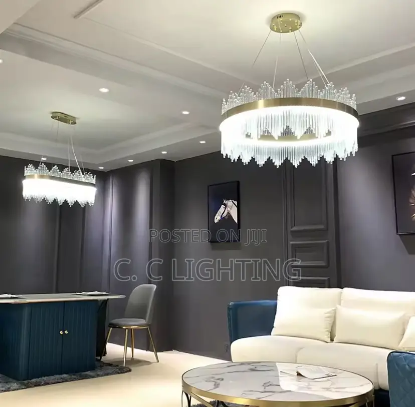 Glass Gold Round Designer Led Hanging Chandelier Lighting