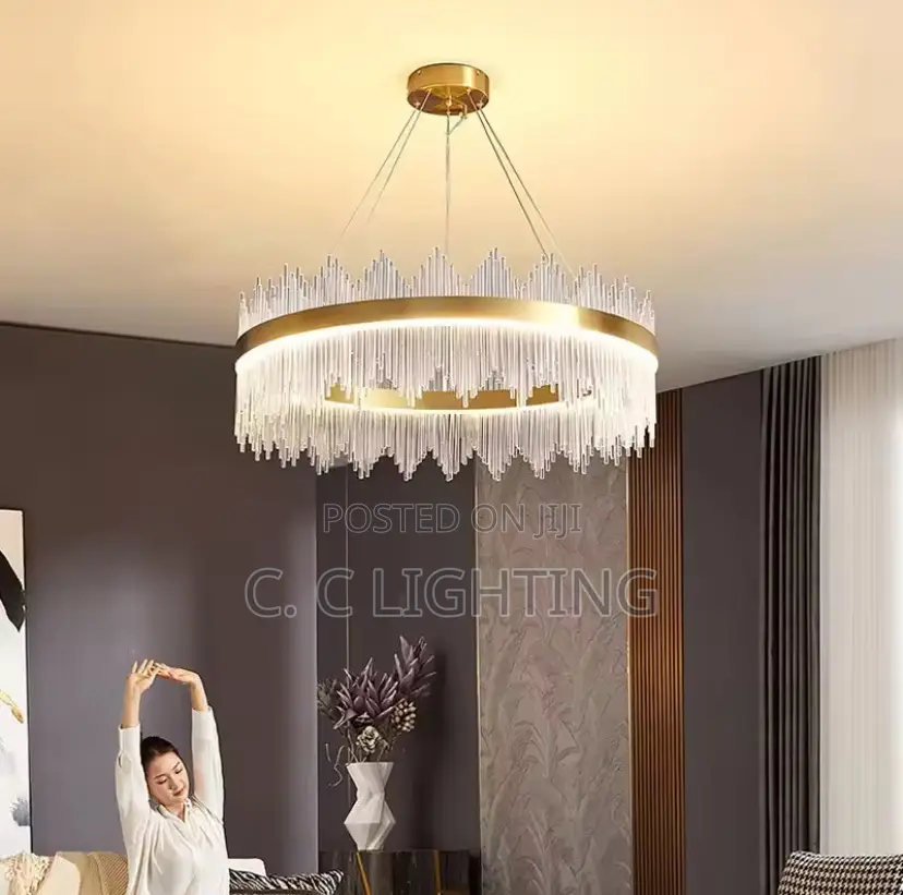Glass Gold Round Designer Led Hanging Chandelier Lighting
