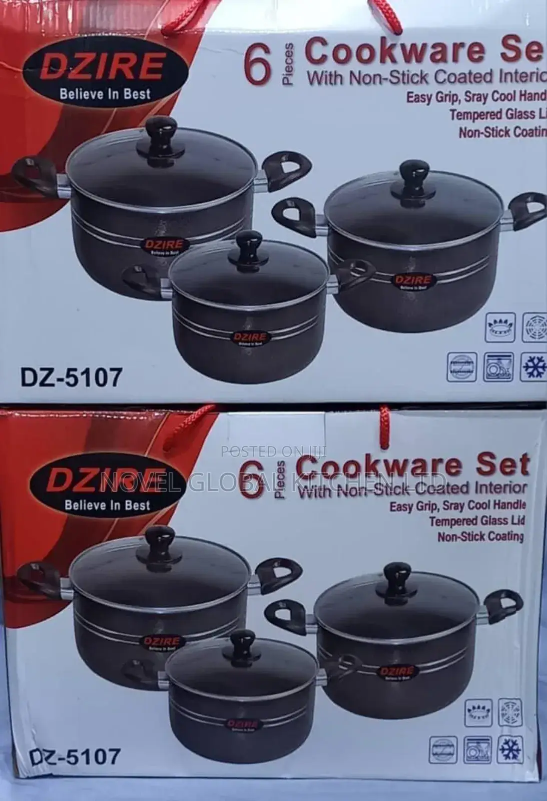 6 Pieces Diamond Series Cast Aluminium Cookware Set